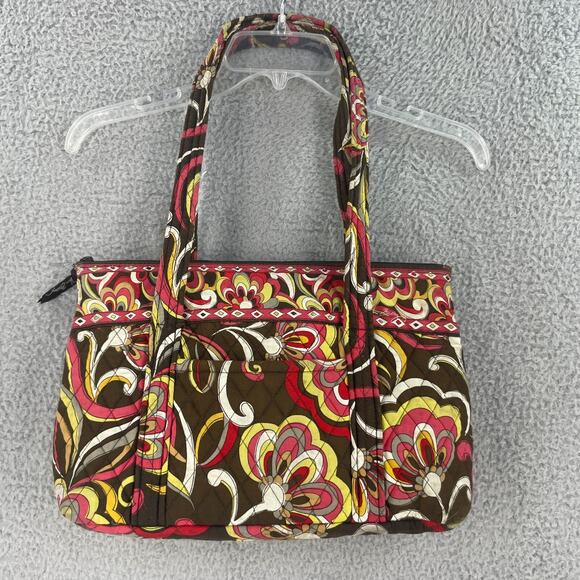 Vera Bradley Handbag Beaded Shoulder Bag Purse Boho Colorful Festive Brown Pink - Picture 7 of 15